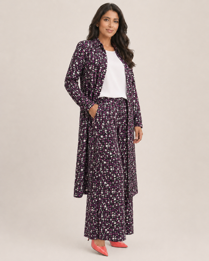 HIBISCUS Silk Long Shirts Set