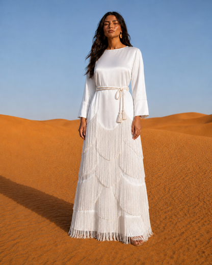 LUXÉ Fringe Maxi – Ivory Dune