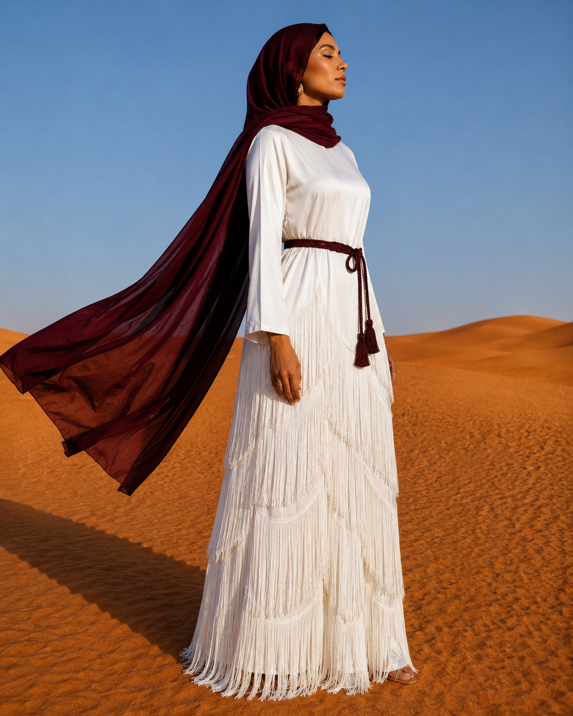 LUXÉ Fringe Maxi – Ivory Dune