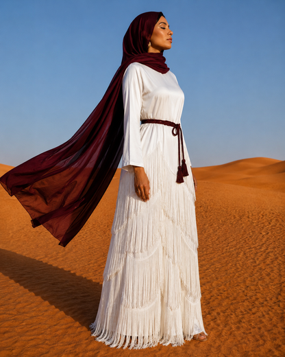 LUXÉ Fringe Maxi – Ivory Dune