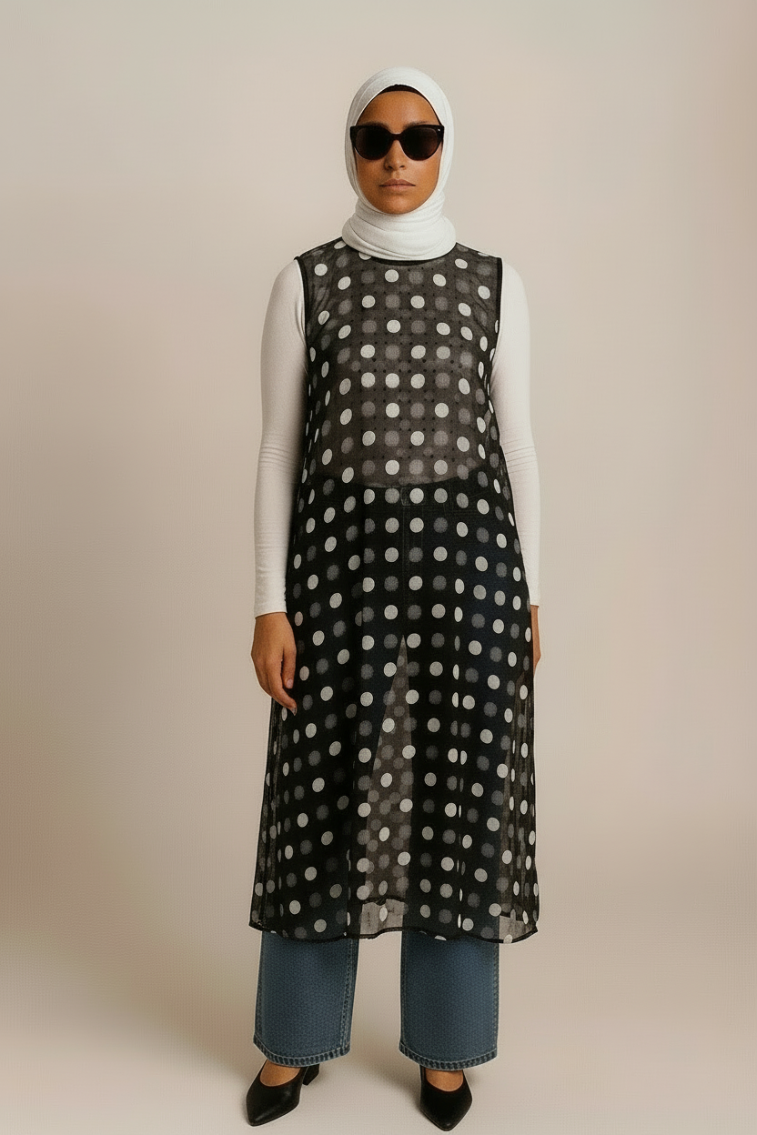 Black Beyond Delicate Polka Dot Shift Dresses