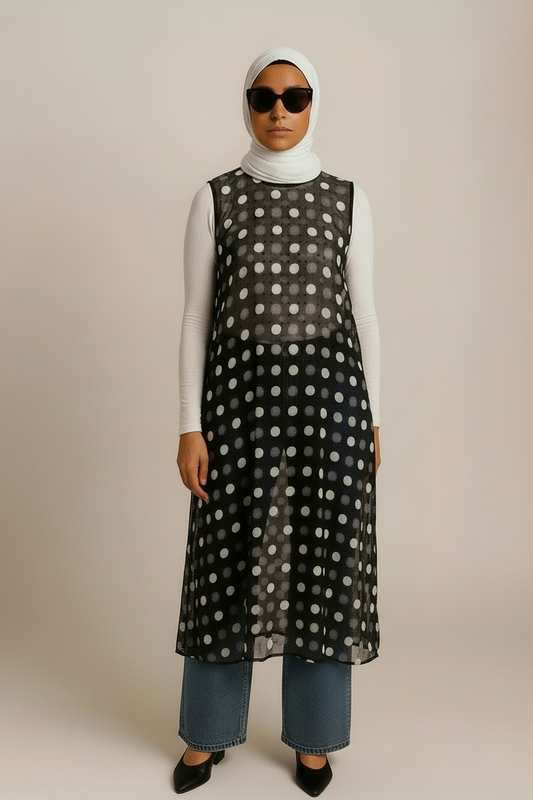 Black Beyond Delicate Polka Dot Shift Dresses