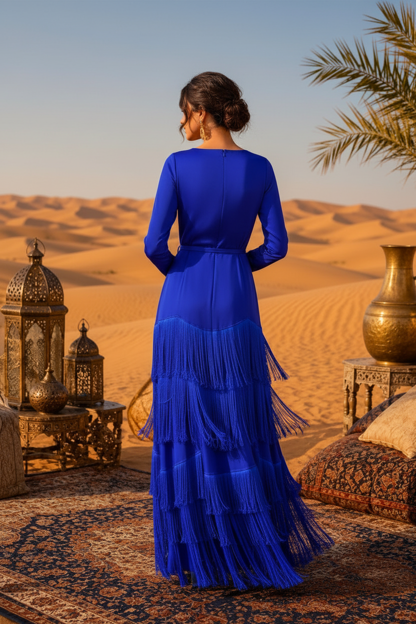 LUXÉ Fringe Maxi – Royal Dune