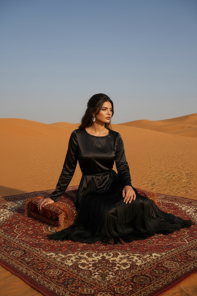 LUXÉ Fringe Maxi – Ebony Dune