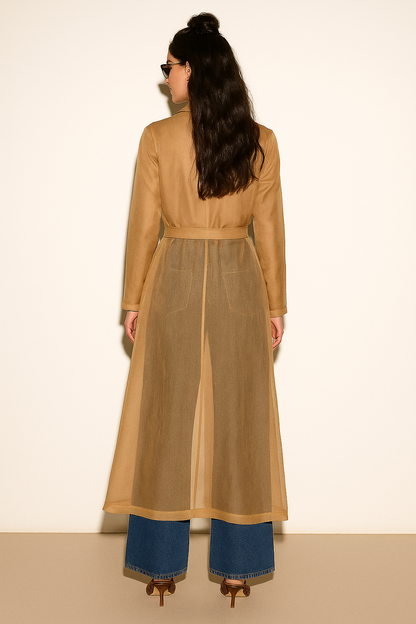 SAND ORGANZA COAT DRESS