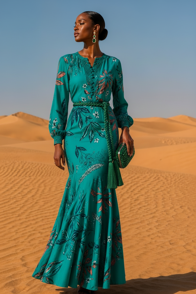 Emerald Botanica Mermaid Dress